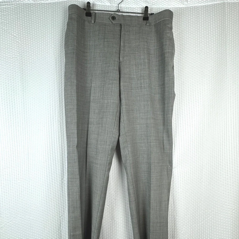 Egara Mens Gray Wool Dress Pants Size 34 Waist Trousers Tweed Business‎ Classic